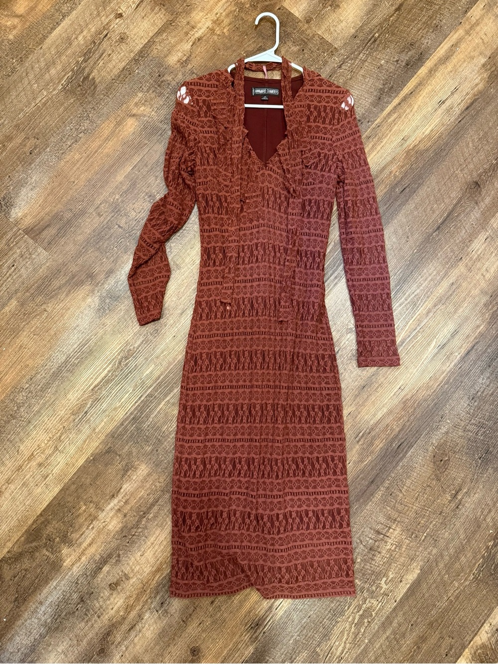 Boho Rust Lace Midi Dress - Long Sleeve size 10 cottagecore